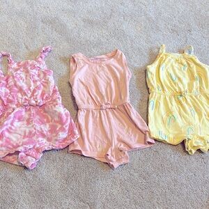 3 sleeveless rompers 12M